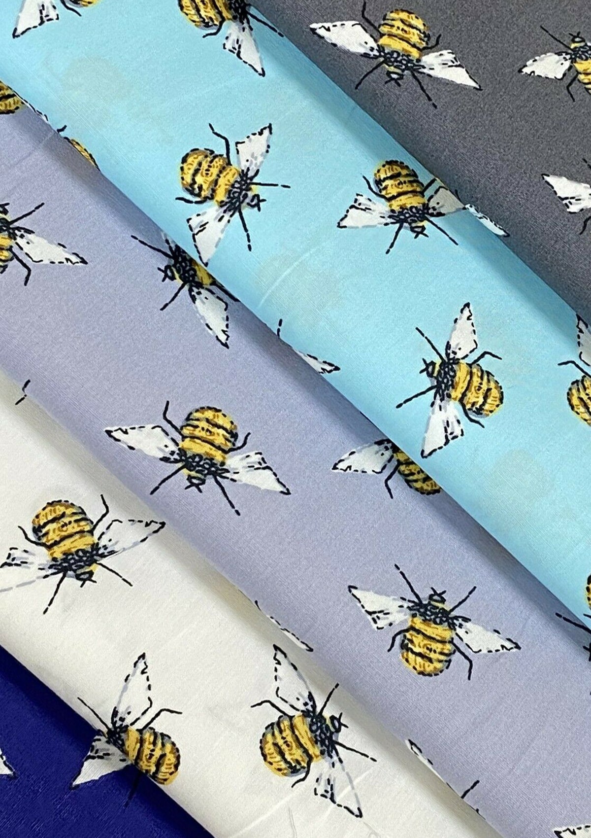 Cotton Canvas Grey Bee Fabric