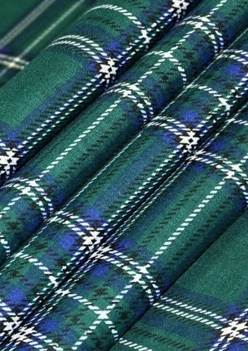 Green Tartan Polycotton Fabric 45" Scottish Style Check Kids D