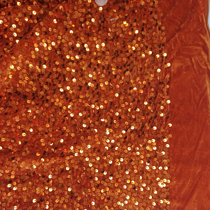 Sequin on Stretch Velvet With Luxury Sequins all Over 5mm Shining Sequin 2-way Stretch 60” Wide