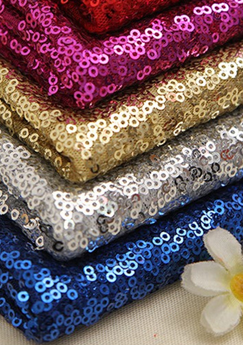 Silver Sequins 3mm Allover Embroidered Fabric on Tulle/Net Material for Decor, Sewing, Dress, Tablecloths & Craft | 52" - 132cms Usable Width