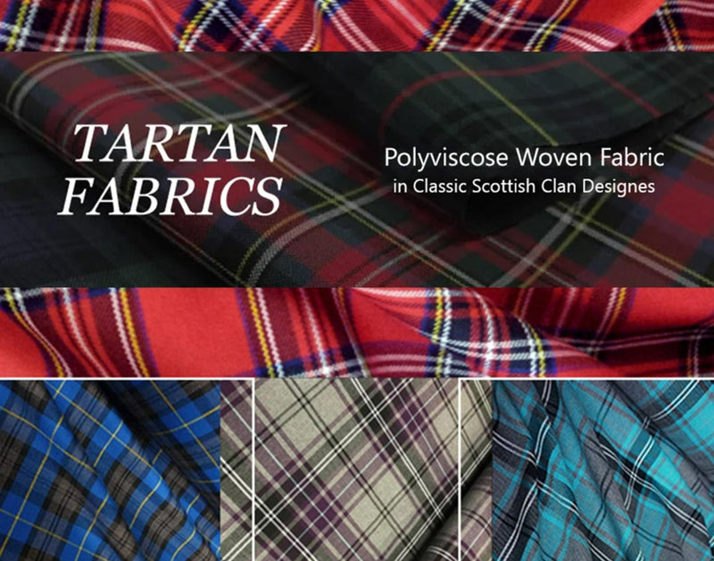 Black Watch Tartan Fashion Fabric 58" (145 cms) Wide Scottish Plaid/Check Polyviscose Woven Fabric ideal for Fashiona and Upholstery