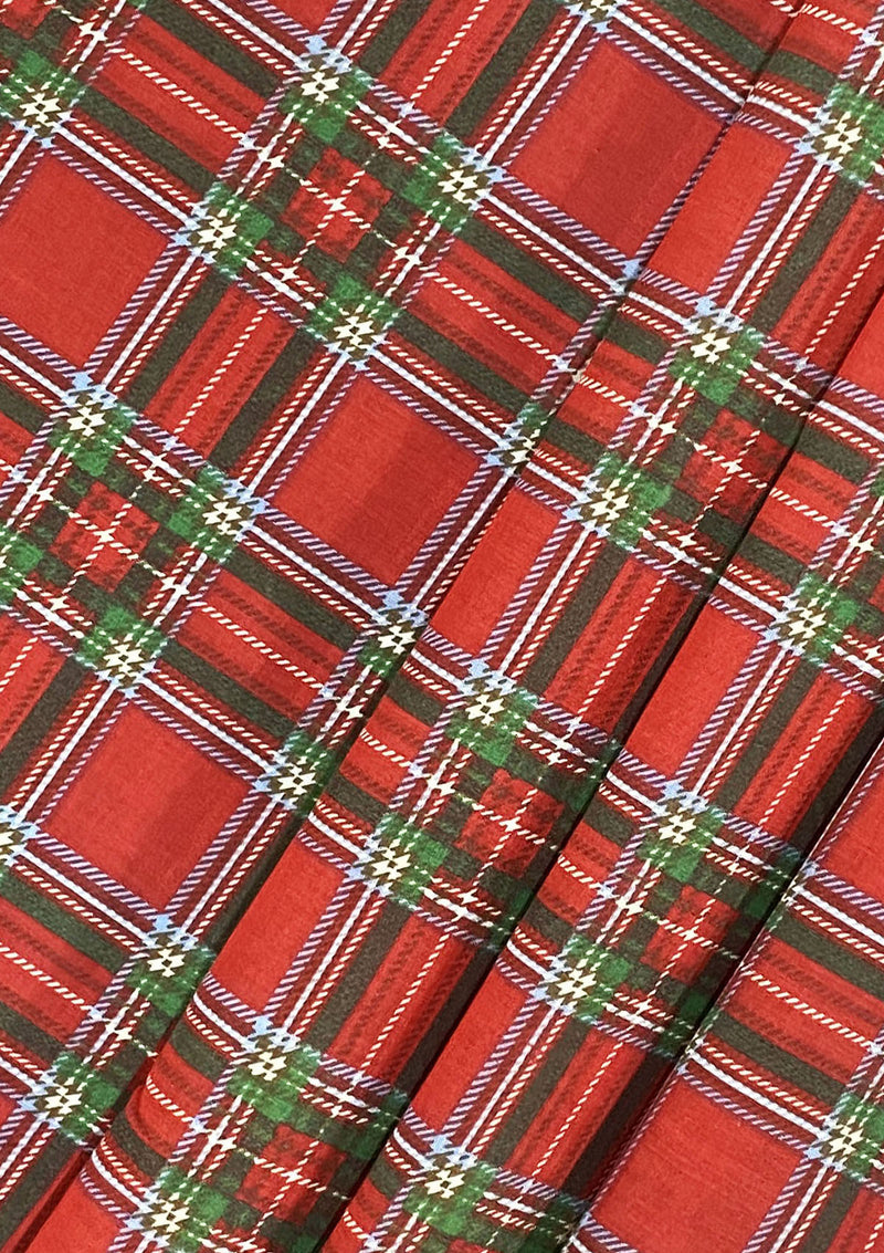 Red Tartan Polycotton Fabric 45" Scottish Style Check Kids D