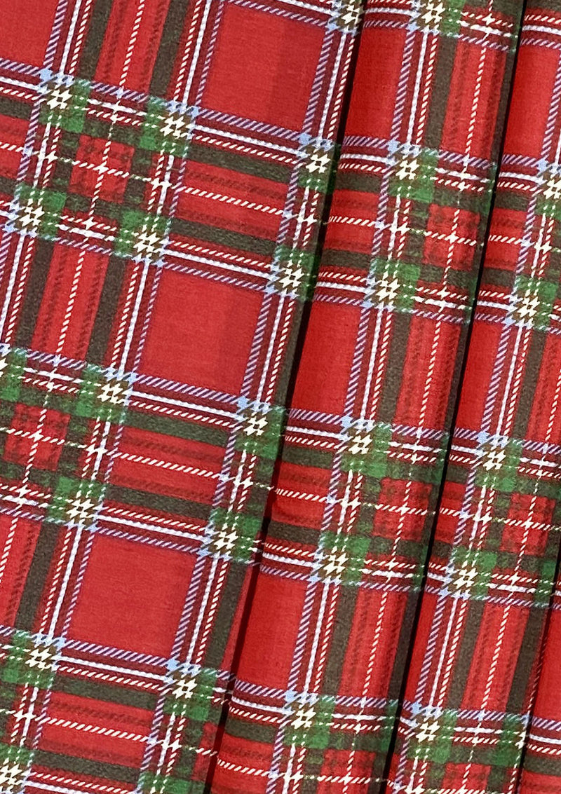 Red Tartan Polycotton Fabric 45" Scottish Style Check Kids D