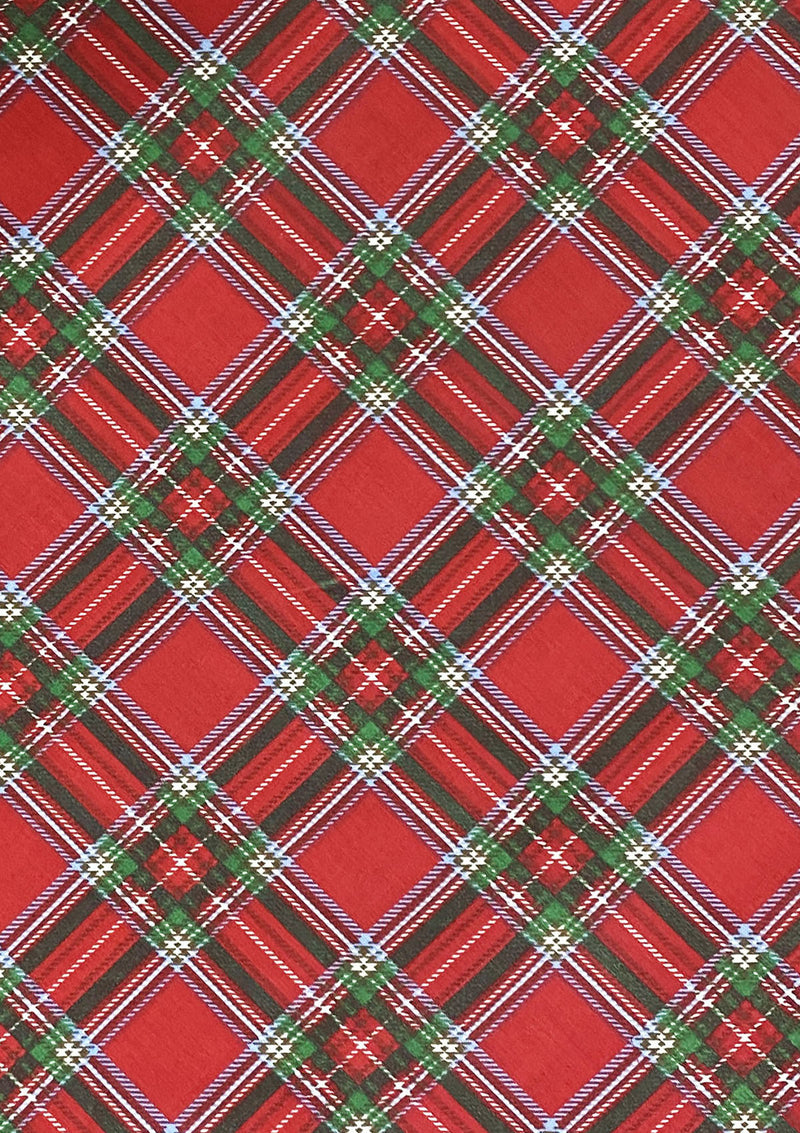 Red Tartan Polycotton Fabric 45" Scottish Style Check Kids D