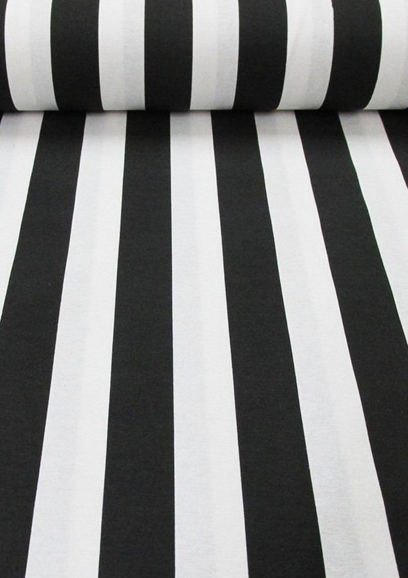 Black Broad Stripes Polycotton Printed Fabric Horizontal 17mm Stripes 45" Craft D