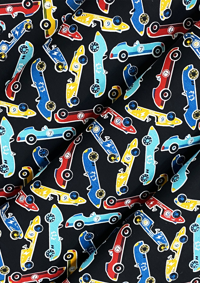 Cars Cotton Printed Fabric 45" Wide Sports Racing Cars 100% Craft Poplin Dressing Material D