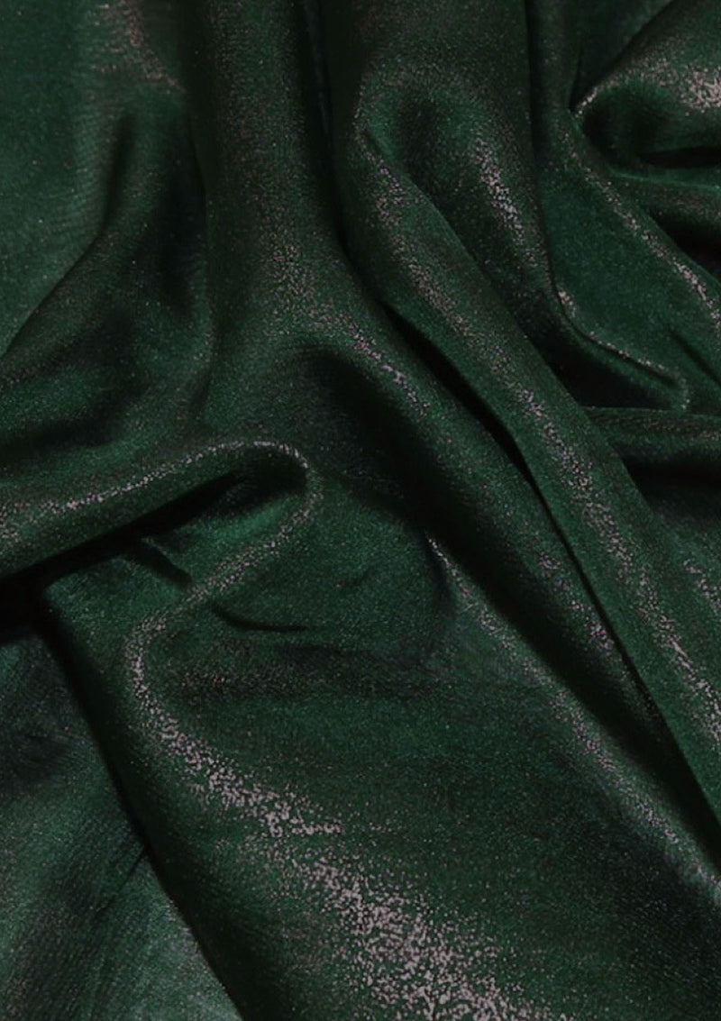 Cationic Bottle Green Plain Dyed Satin Georgette Fabric
