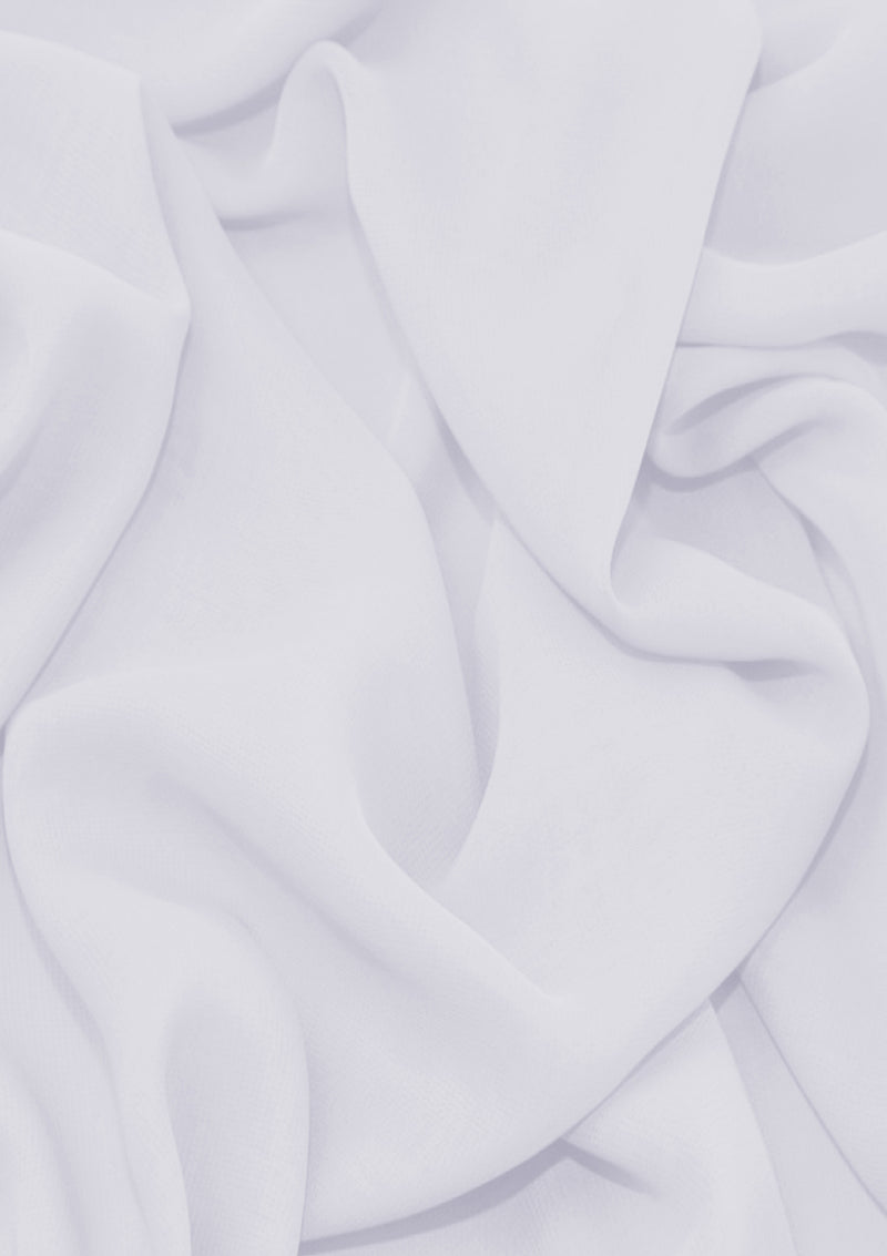 Premium Crepe Chiffon Fabric White Plain Dyed 44/45" Decoration,Craft & Dress