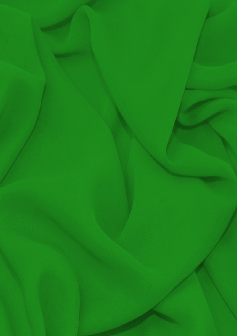 Premium Crepe Chiffon Fabric Emerald Green Plain Dyed 44/45" Decoration,Craft & Dress