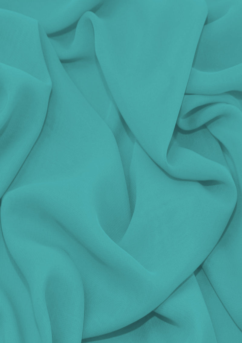Premium Crepe Chiffon Fabric Aqua Plain Dyed 44/45" Decoration,Craft & Dress
