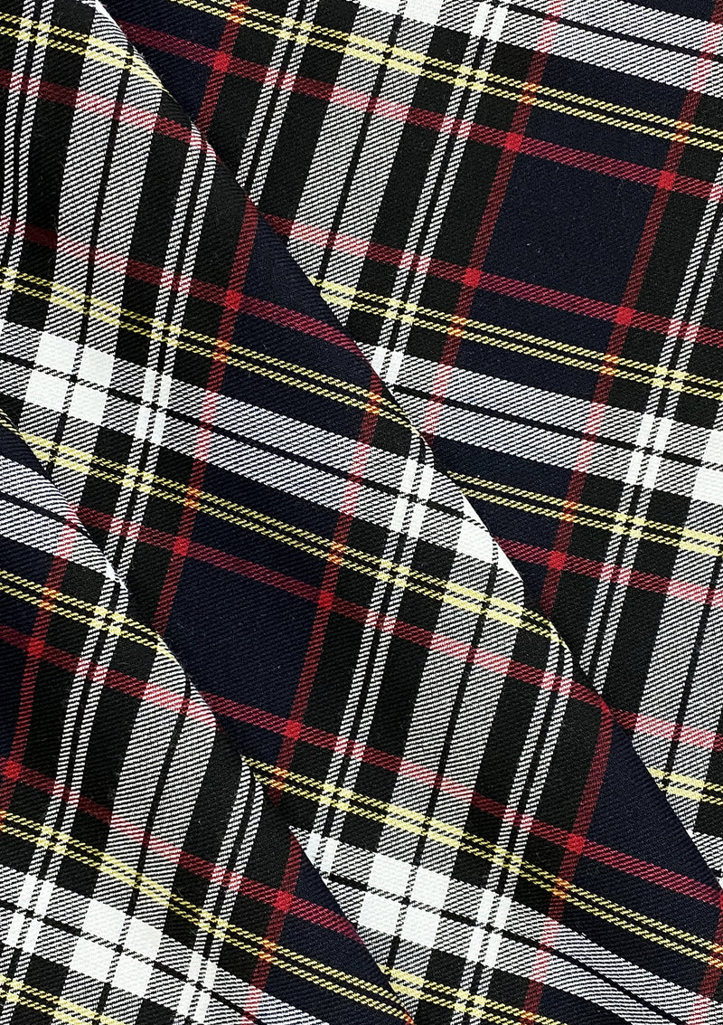 Fashion Black Tartan Fashion Fabric 58" (145 cms) Wide Scottish Plaid/Check Polyviscose Woven Fabric ideal for Fashiona and Upholstery