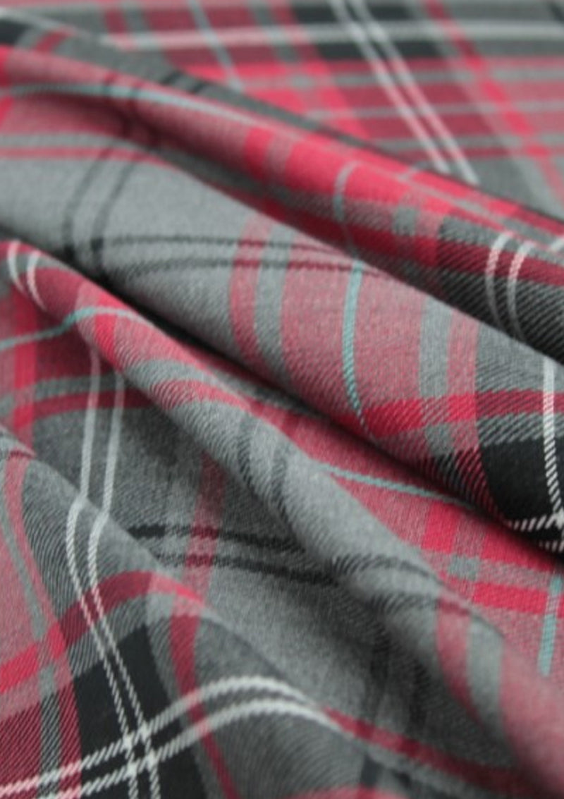 Fashion Cherry Tartan Fashion Fabric 58" (145 cms) Wide Scottish Plaid/Check Polyviscose Woven Fabric ideal for Fashiona and Upholstery