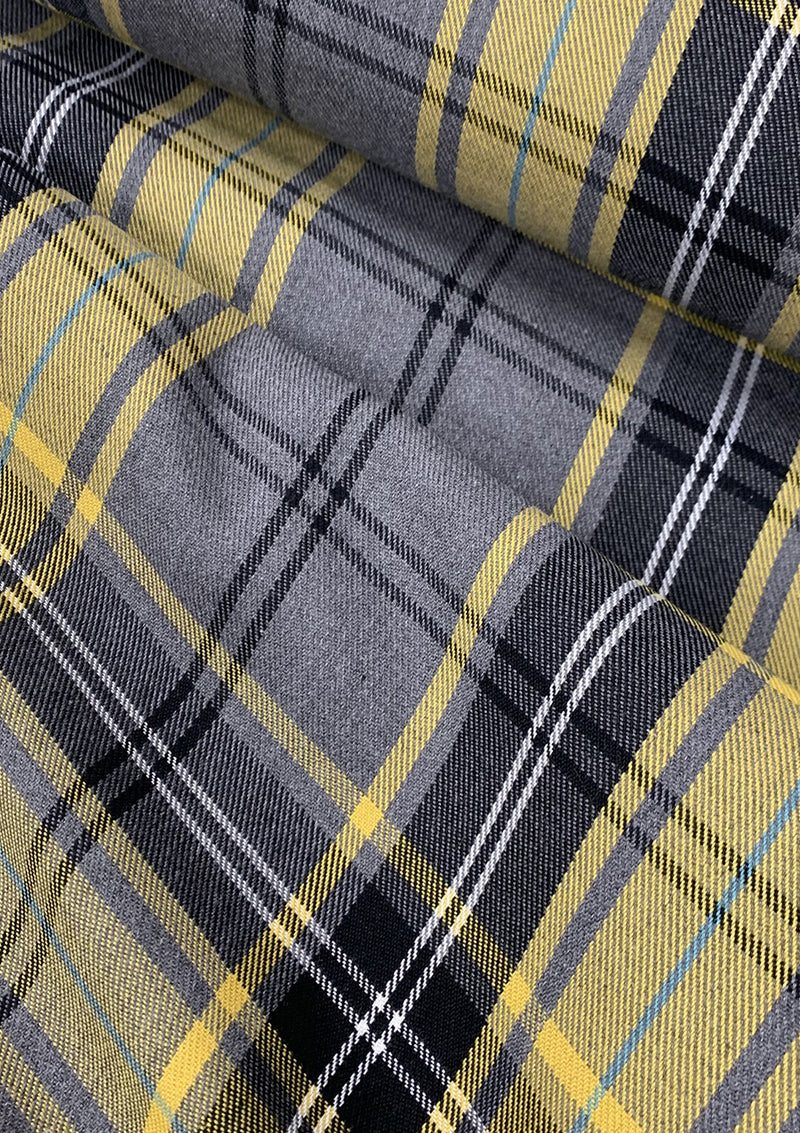 Fashion Gold Tartan Fashion Fabric 58" (145 cms) Wide Scottish Plaid/Check Polyviscose Woven Fabric ideal for Fashiona and Upholstery