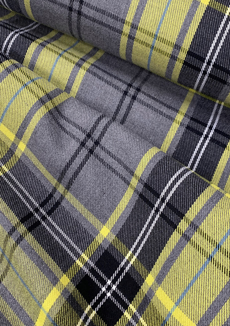 Fashion Yellow Tartan Fashion Fabric 58" (145 cms) Wide Scottish Plaid/Check Polyviscose Woven Fabric ideal for Fashiona and Upholstery