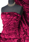 Fuchsia Pink Premium Spun Ice Crush Effect Velvet 2 Way Spandex 60" Craft, Dress & Decoration