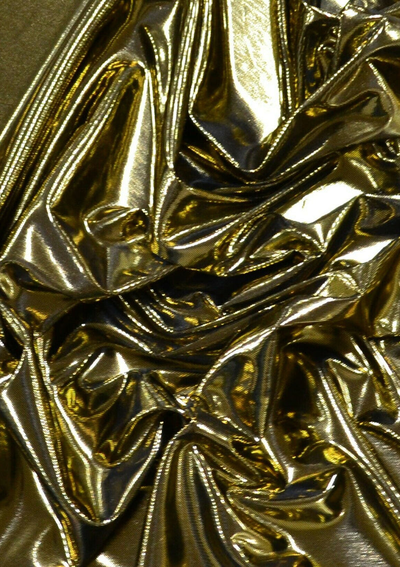 Black Gold 44" Computer Foil Pin Dot Metallic Fabric High Shine Dressing Dance Costume