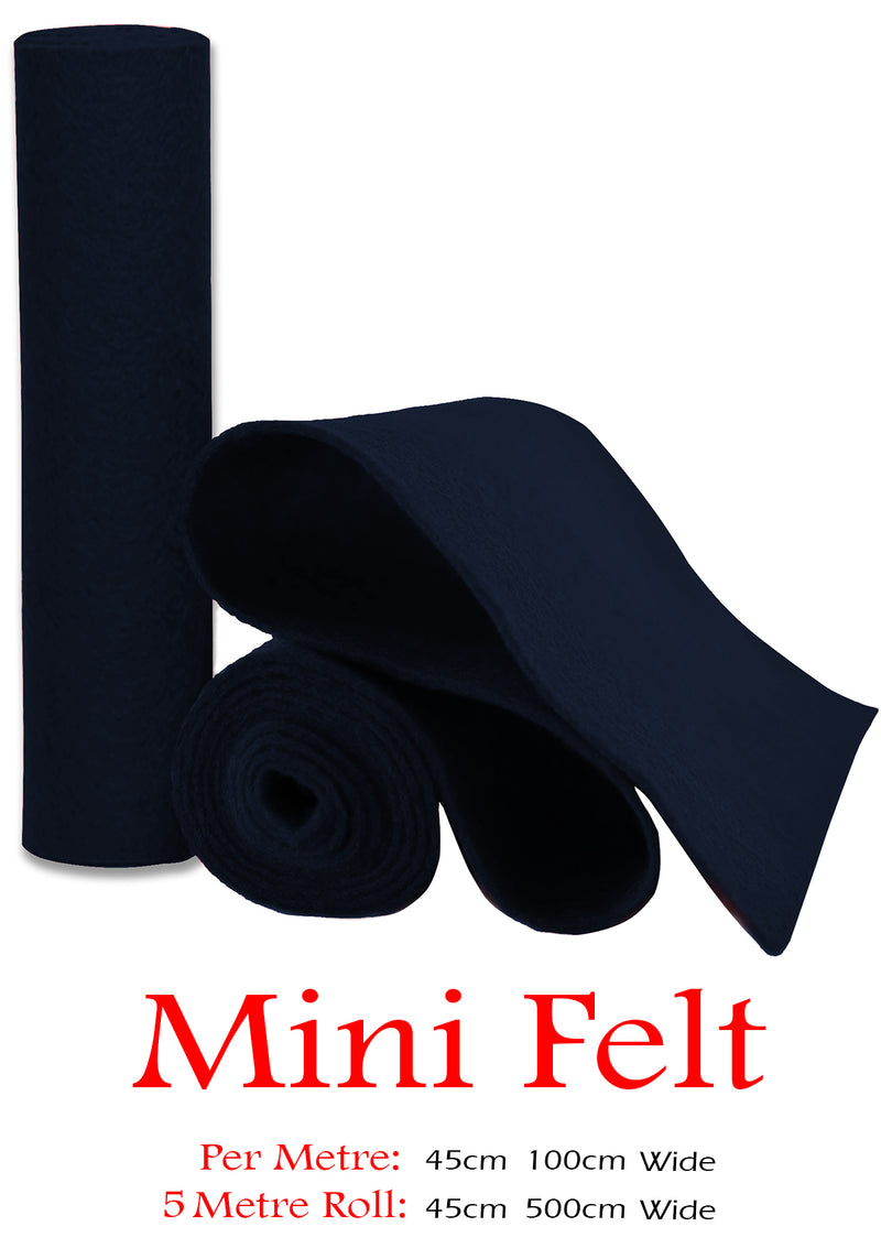 Navy Felt Fabric Baize 100% Acrylic Material Arts Crafts Sewing Decoration 1mm Thickness | 100cm x 45cm Wide | Sold by The Metre & Roll