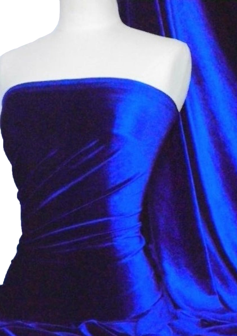 Micro Velvet Plain Fabric 45" Wide Luxury 5000 Grade Velour Non Stretch Dressing (Royal Blue)