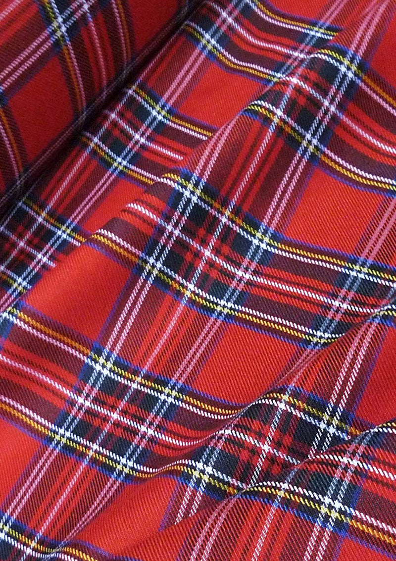 Royal Stewart Tartan Fashion Fabric 58" (145 cms) Wide Scottish Plaid/Check Polyviscose Woven Fabric ideal for Fashiona and Upholstery