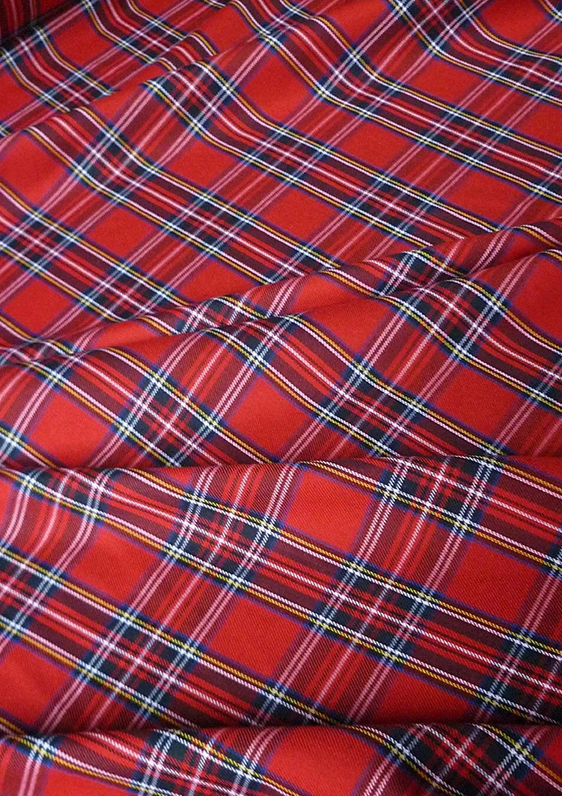 Royal Stewart Tartan Fashion Fabric 58" (145 cms) Wide Scottish Plaid/Check Polyviscose Woven Fabric ideal for Fashiona and Upholstery