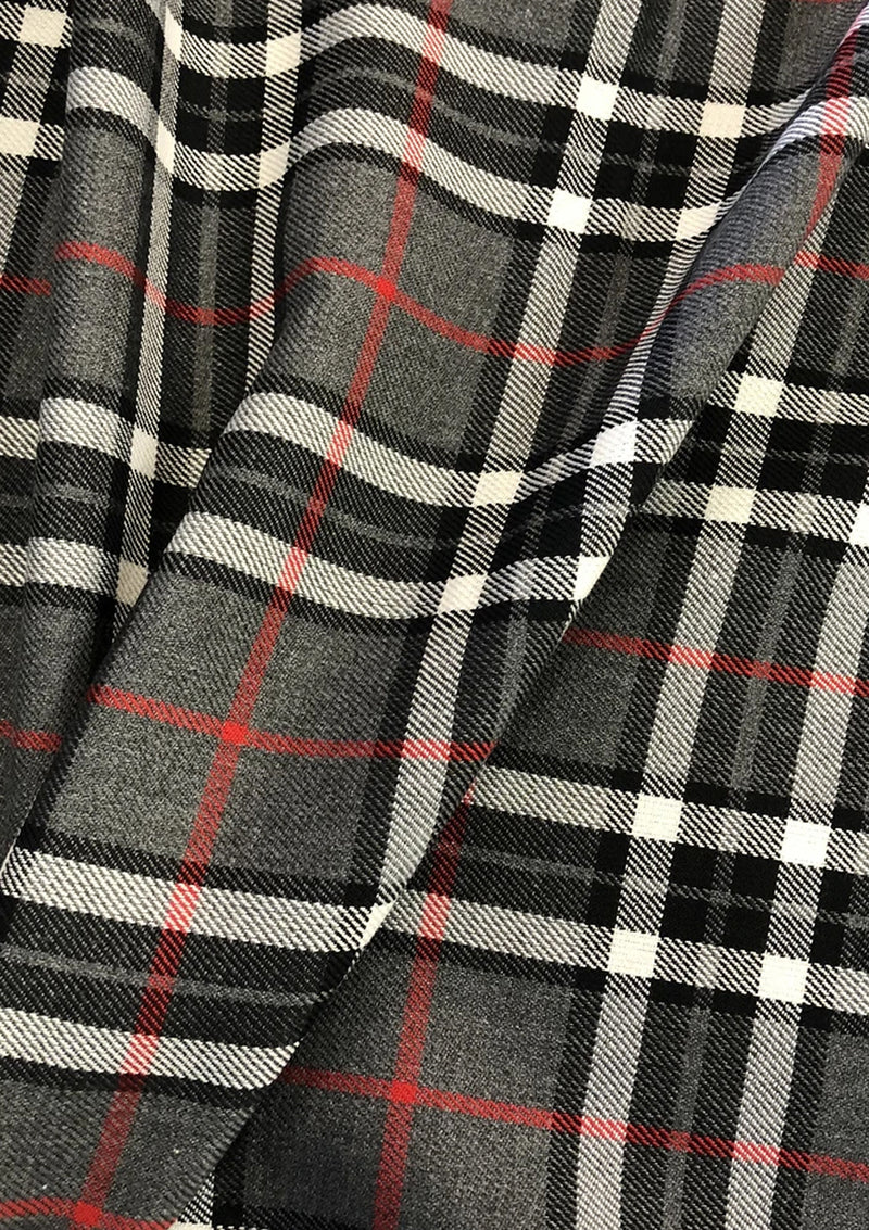 Thomson Grey Tartan Fashion Fabric 58" (145 cms) Wide Scottish Plaid/Check Polyviscose Woven Fabric ideal for Fashion and Upholstery