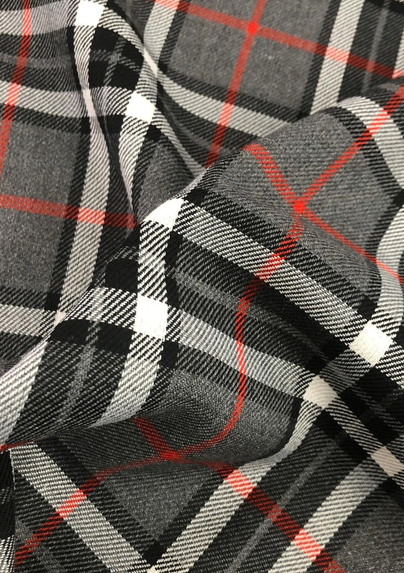 Thomson Grey Tartan Fashion Fabric 58" (145 cms) Wide Scottish Plaid/Check Polyviscose Woven Fabric ideal for Fashion and Upholstery