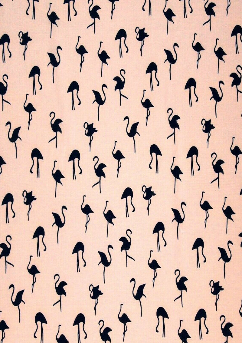 Designer Soft Touch Crepe Flamingo Pattern Print Fabric Dressmaking/Craft D