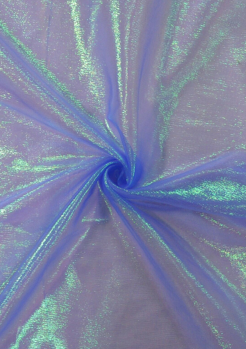 Blue 50" Rainbow Organza Pearlised Iridescent Fabric Weddings Decor