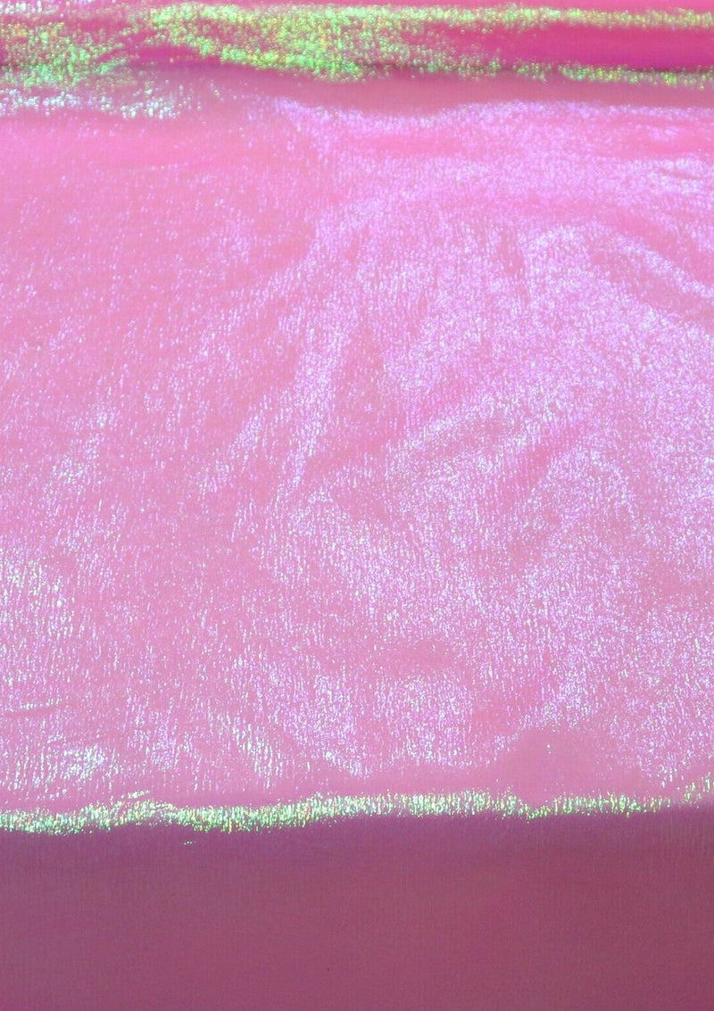 Candy Pink 50" Rainbow Organza Pearlised Iridescent Fabric Weddings Dancewear Decor