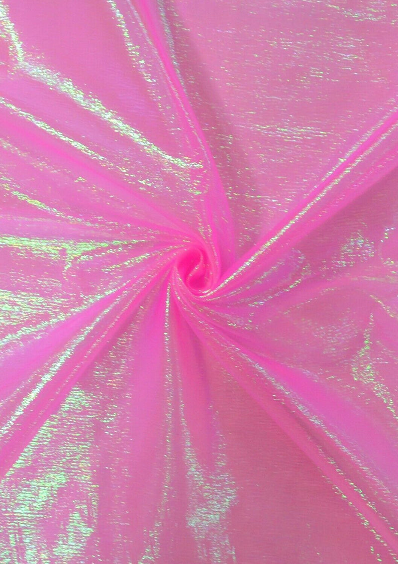 Candy Pink 50" Rainbow Organza Pearlised Iridescent Fabric Weddings Dancewear Decor