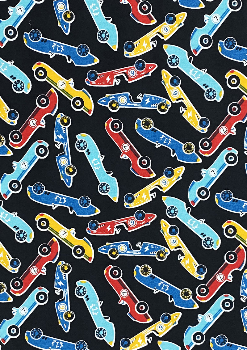 Cars Cotton Printed Fabric 45" Wide Sports Racing Cars 100% Craft Poplin Dressing Material D