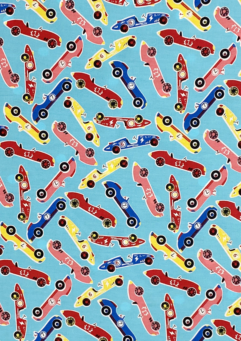 Cars Cotton Printed Fabric 45" Wide Sports Racing Cars 100% Craft Poplin Dressing Material D