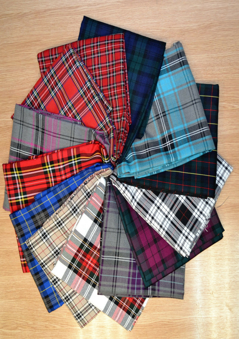 Tartan Polyviscose Fabric 58" (145cms) Scottish Fashion Plaid Check Woven D