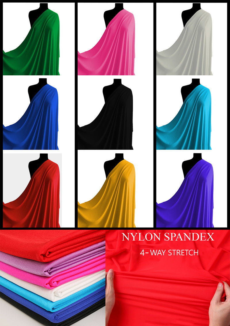 Black 60" Lycra Fabric 4-Way Stretch Nylon Spandex Swimwear, Dancewear, Decor Material
